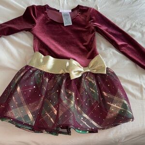 Elegant Burgundy and Gold Kids Dress